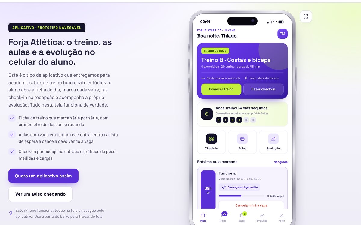 Demonstração: aplicativo de academia