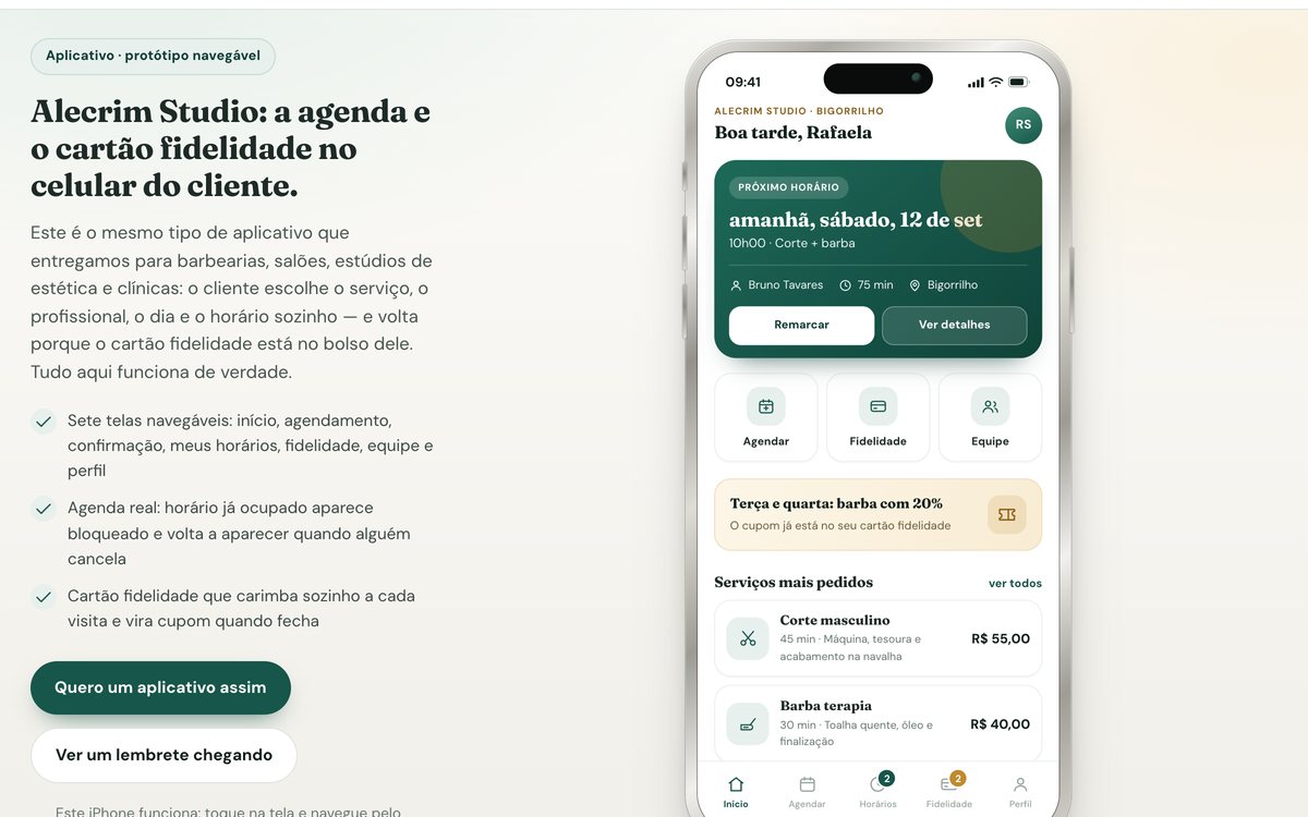 Demonstração: aplicativo de agendamento e fidelidade