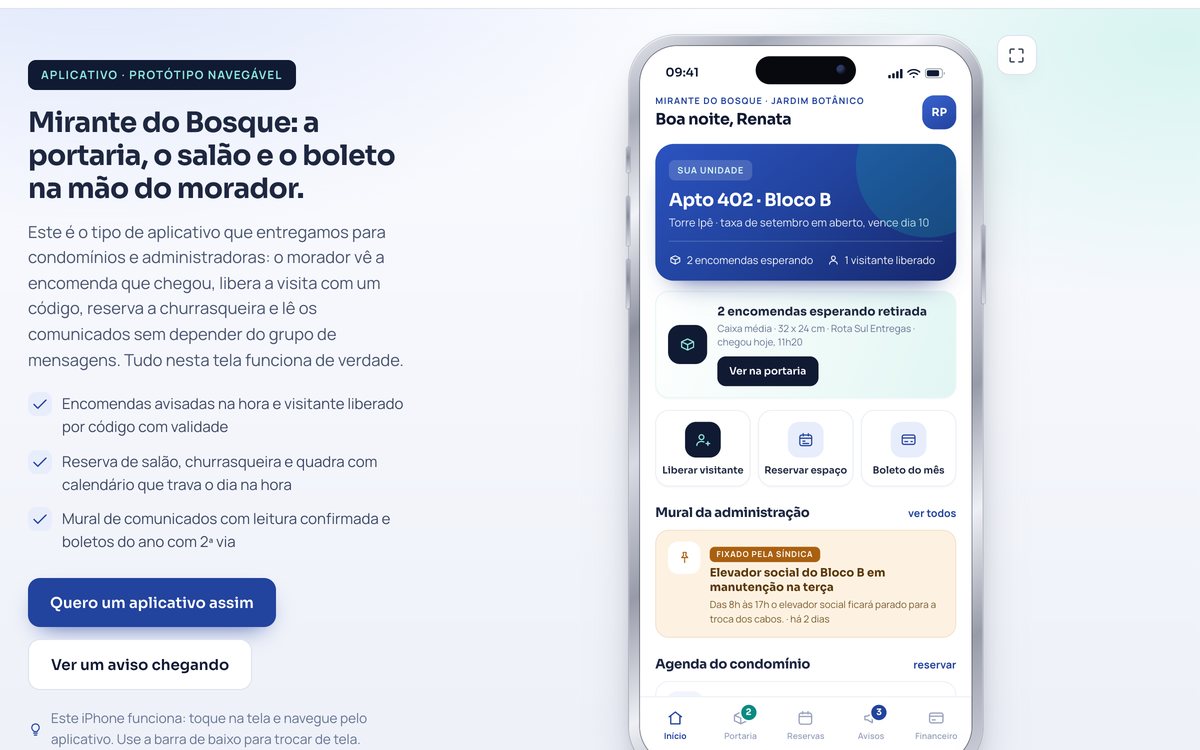 Demonstração: aplicativo de condomínio