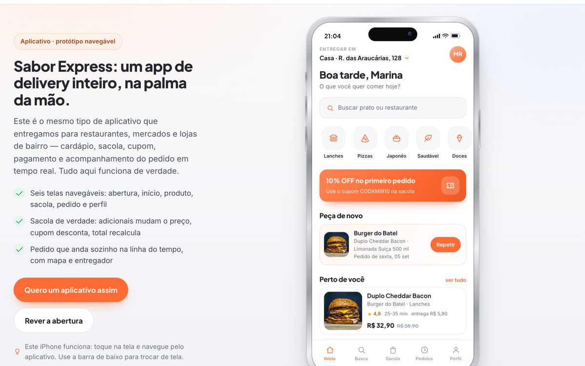 Demonstração: aplicativo de delivery